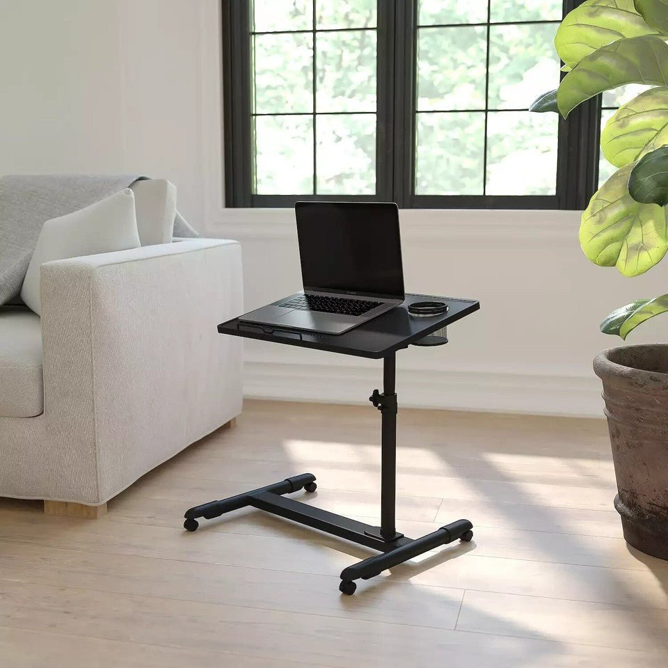 Height-Adjustable Desk Standing Steel Mobile Computer Desk, Black