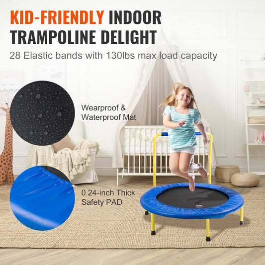 VEVOR 3FT Trampoline For Kids Foldable Baby Toddlers Trampoline
