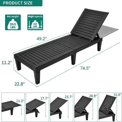 Set of 2 Lounge Chair Patio Chaise Beach Pool Sun Recliner