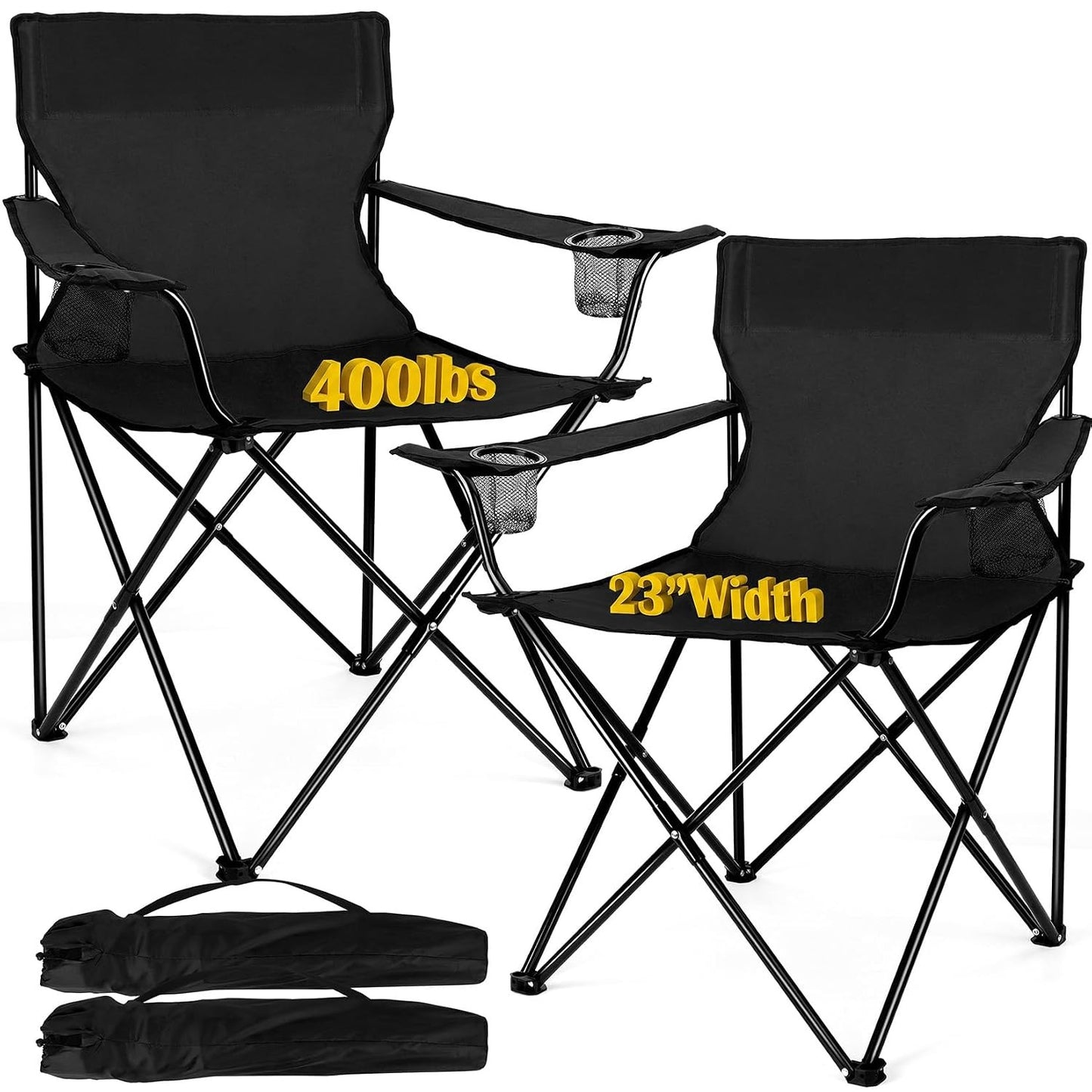 Portable Camping Chair Foldable Beach Chair W/Carry Bag, Set of 2