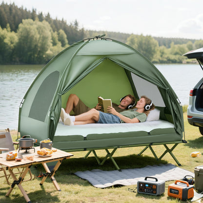 Folding Camping Cots W/Tent Portable 2-Person Camping Combo Set